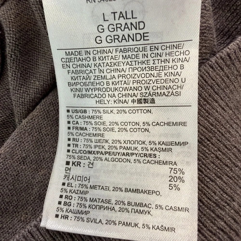 Banana Republic Crew Neck Sweater Men L Tall Silk Cotton Cashmere Gray Pullover
